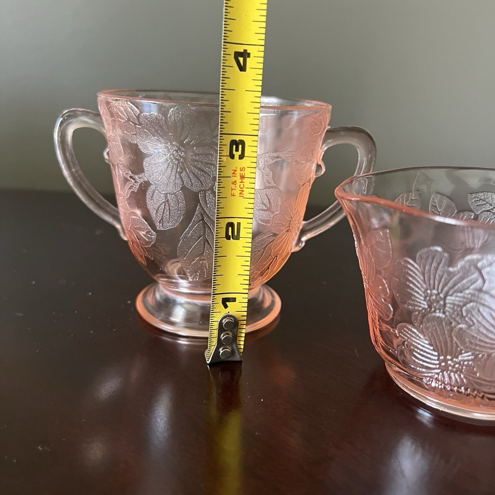 MacBeth-Evans Dogwood Pink Depression Glass Creamer Open Sugar Bowl Set 1930s - Picture 5 of 7
